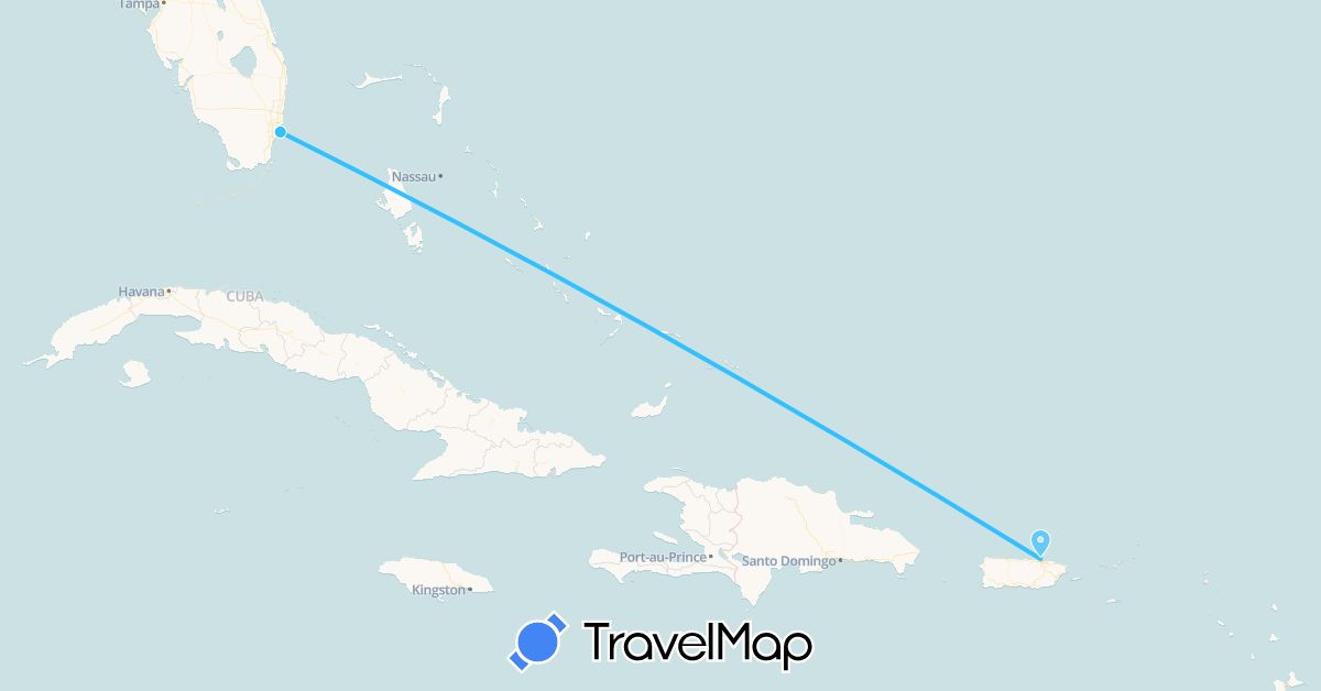 TravelMap itinerary: driving, boat in Puerto Rico, United States (North America)